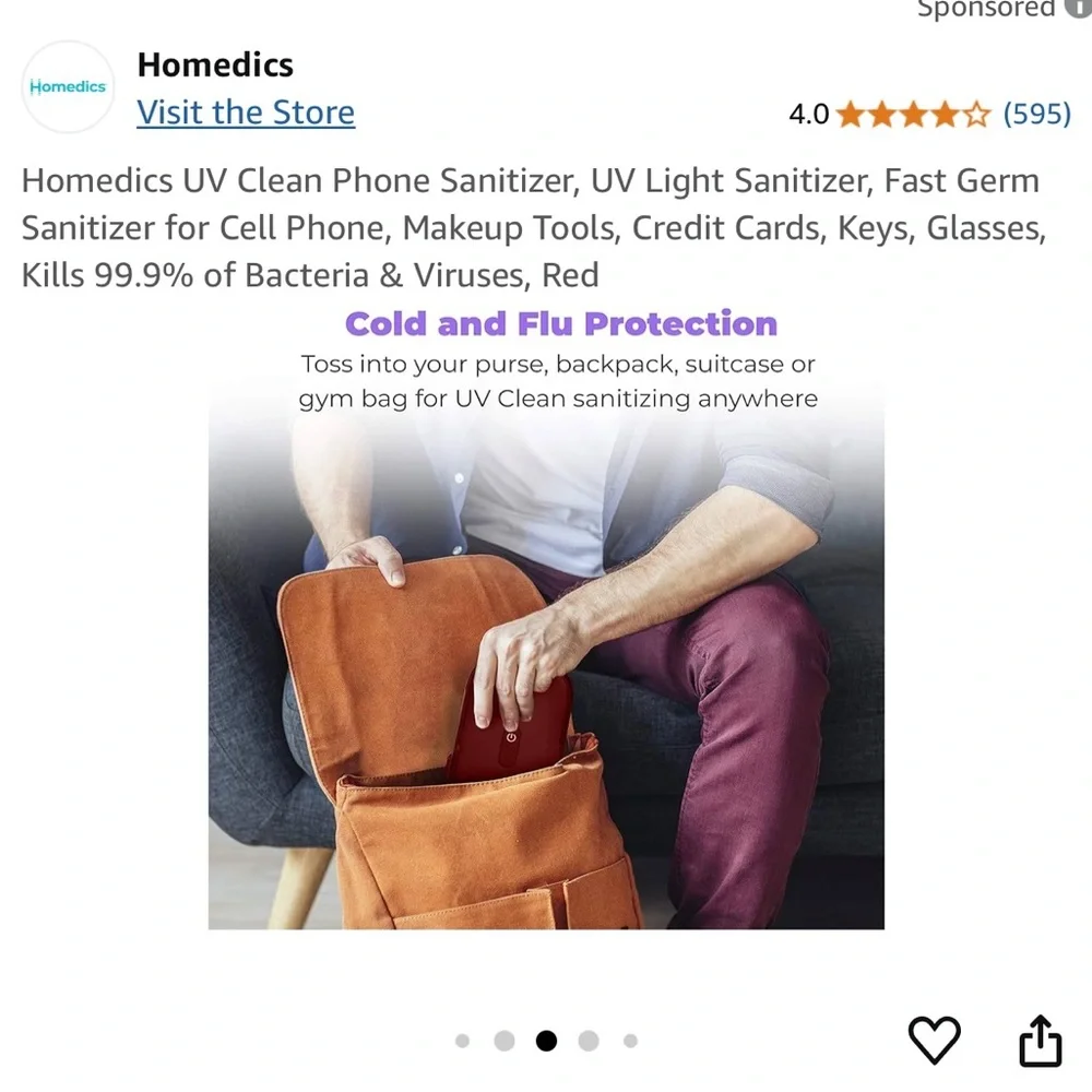 Homedics Red UV Clean Phone Sanitizer